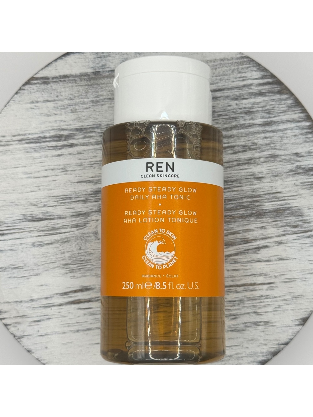 REN Clean Skincare Ready Steady Glow Daily AHA Tonic 8.5oz/250ml LARGE SEALED